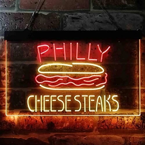 Philly Cheese Steaks Dual LED Neon Light Sign